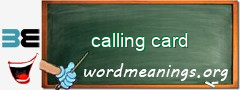 WordMeaning blackboard for calling card